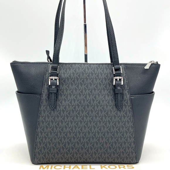 Michael Kors Large Top Zip Charlotte Tote Black - Picture 6 of 11